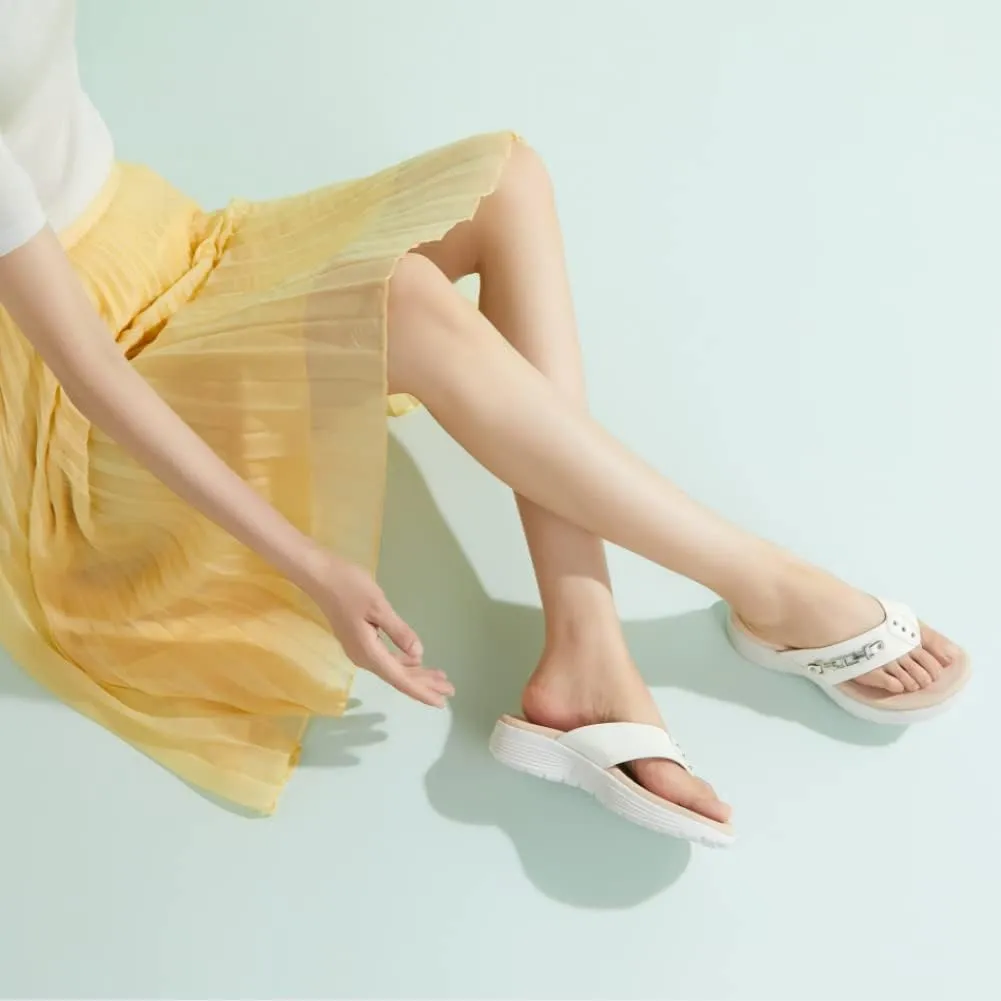 LRECHEU Wedge Flip Flops Sandals for Women, Lightweight Casual Thong Sandals Like Walking On Clouds