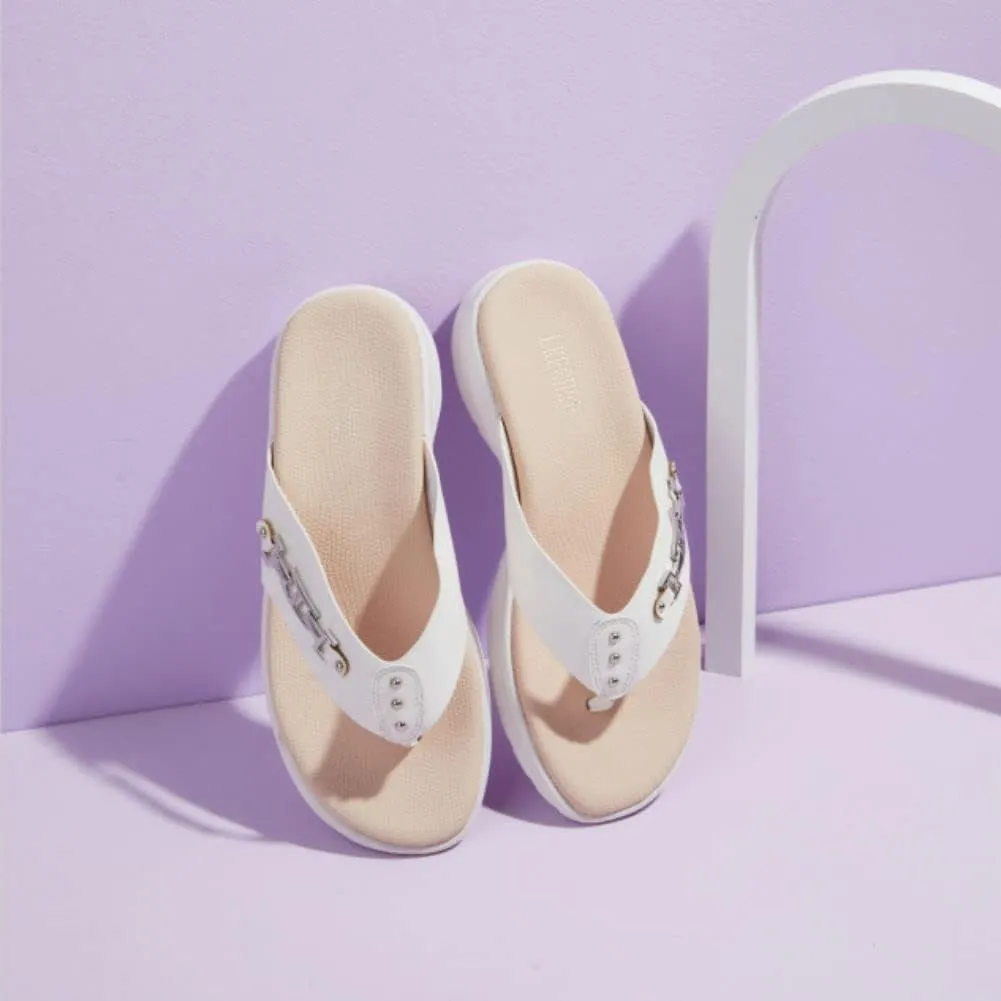 LRECHEU Wedge Flip Flops Sandals for Women, Lightweight Casual Thong Sandals Like Walking On Clouds