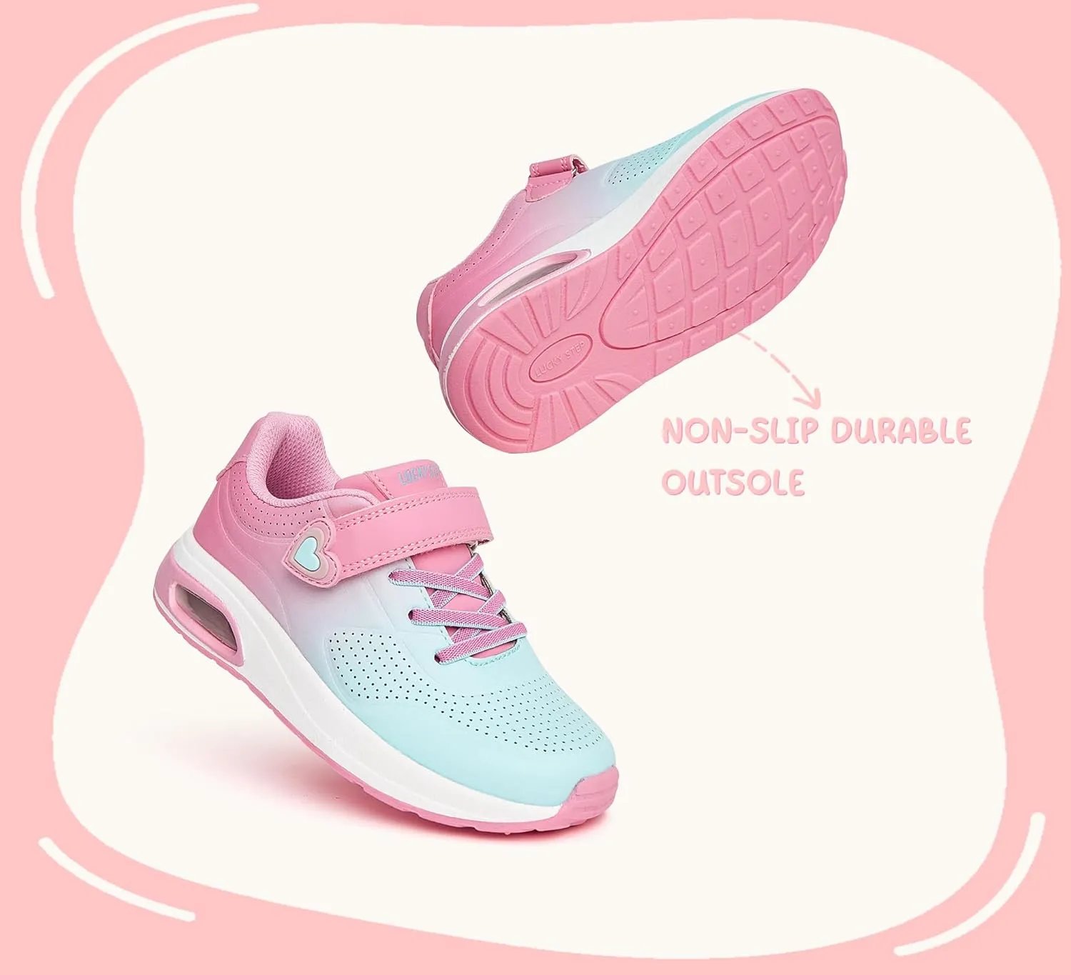 LUCKY STEP Boys Girls Athletic Running Shoes Air Lightweight Fashion Sneakers Casual Breathable Tennis Trainers for Little Kids