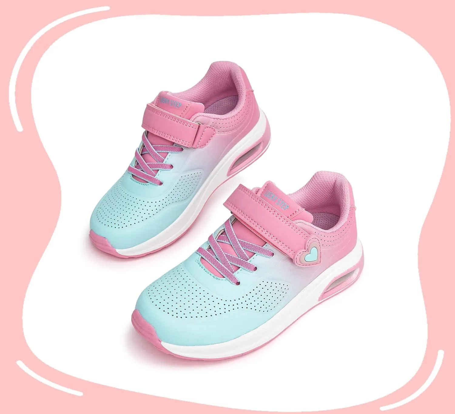 LUCKY STEP Boys Girls Athletic Running Shoes Air Lightweight Fashion Sneakers Casual Breathable Tennis Trainers for Little Kids
