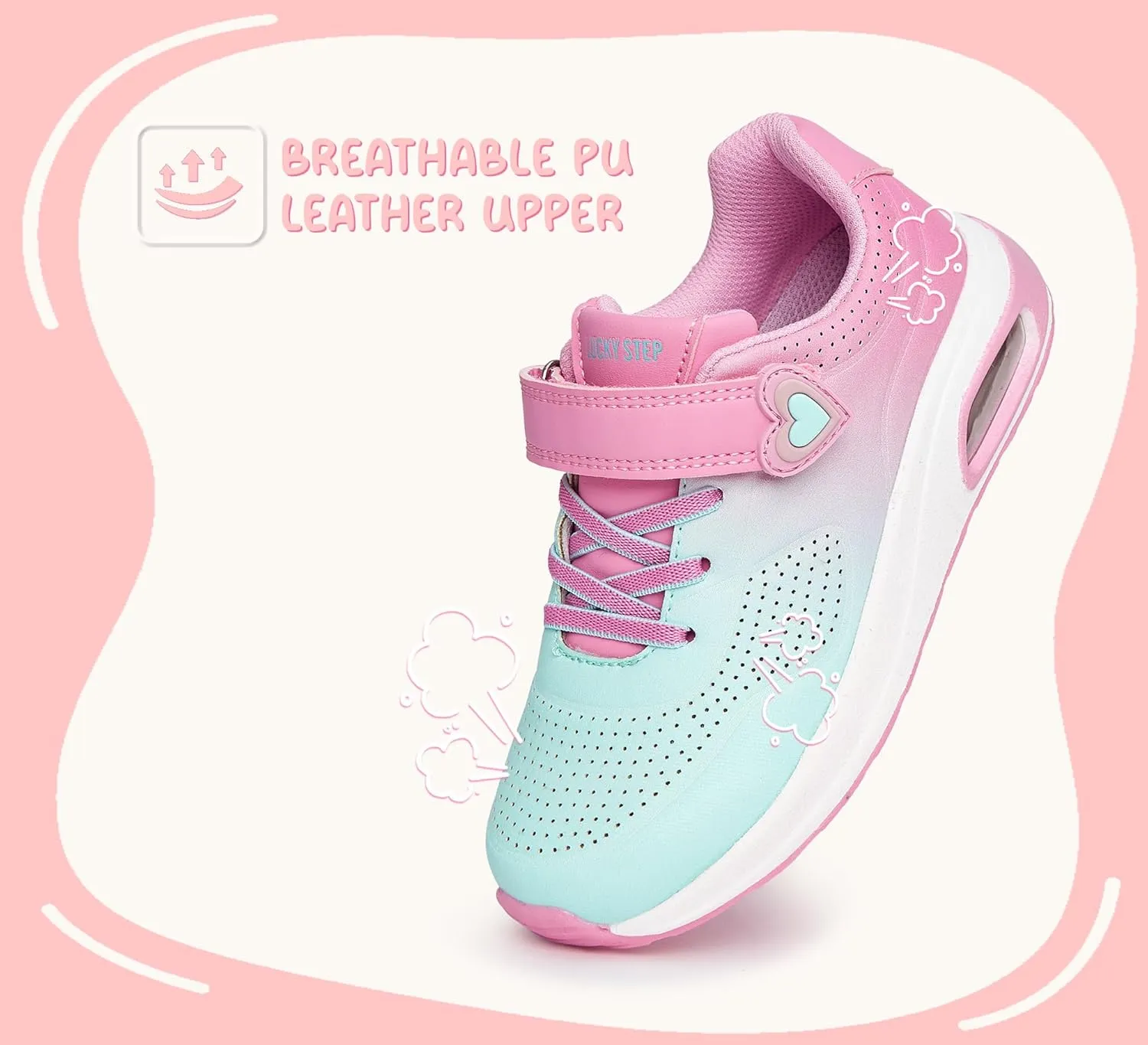 LUCKY STEP Boys Girls Athletic Running Shoes Air Lightweight Fashion Sneakers Casual Breathable Tennis Trainers for Little Kids