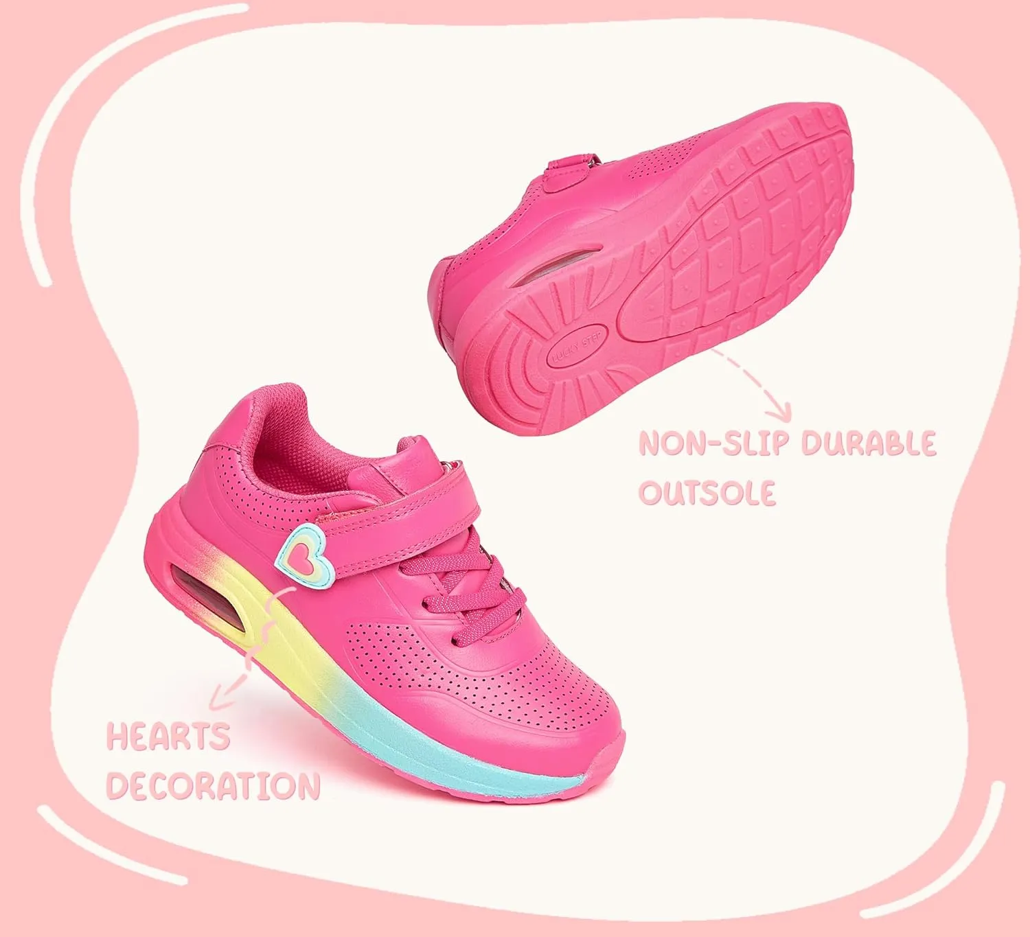 LUCKY STEP Boys Girls Athletic Running Shoes Air Lightweight Fashion Sneakers Casual Breathable Tennis Trainers for Little Kids