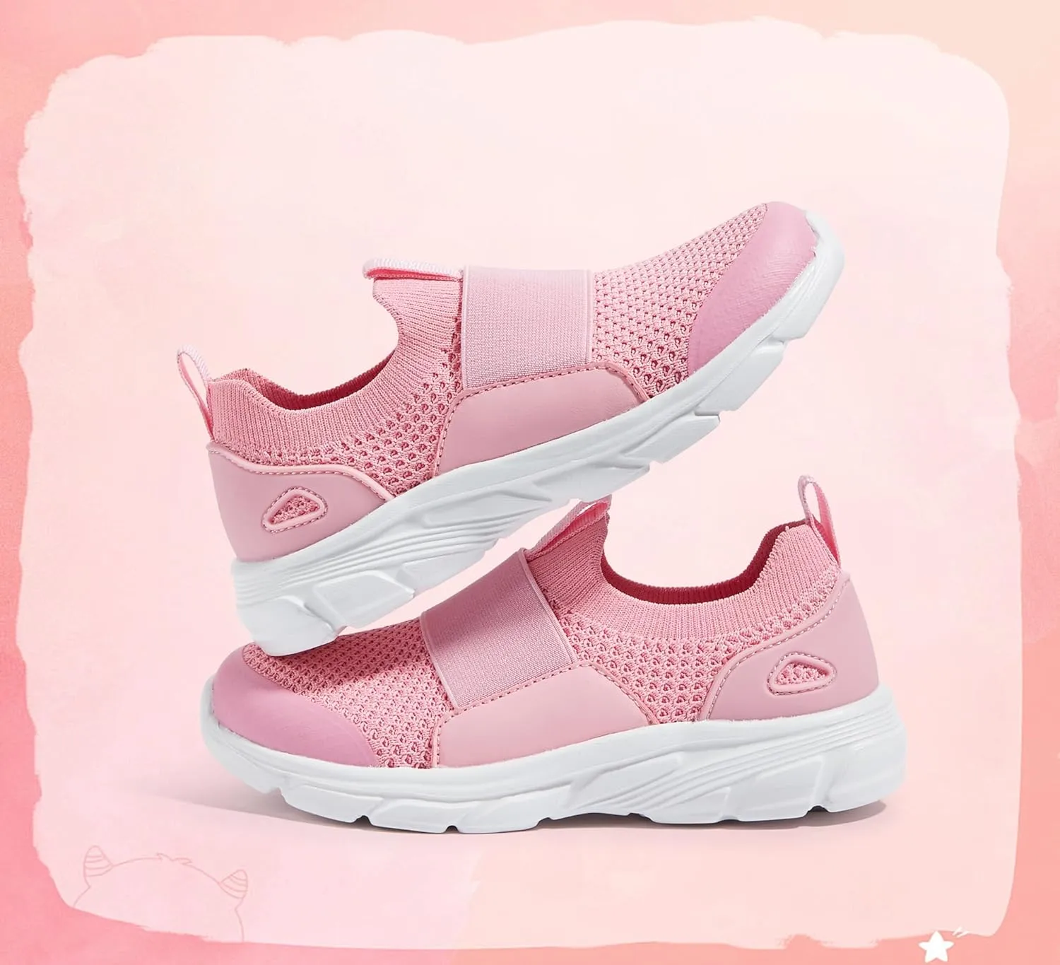 LUCKY STEP Little Kids Sneakers Breathable Mesh Walking Shoes Slip On Lightweight Athletic Trainers for Boys Girls