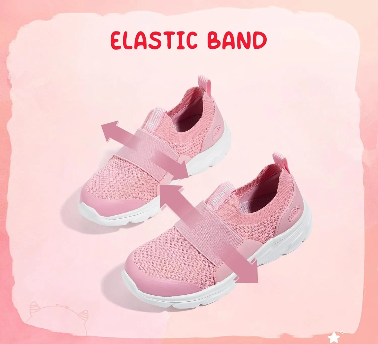 LUCKY STEP Little Kids Sneakers Breathable Mesh Walking Shoes Slip On Lightweight Athletic Trainers for Boys Girls