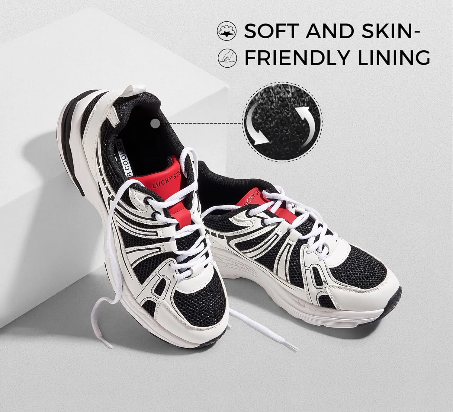 LUCKY STEP Men's Mesh Breathable Fashion Sneakers Non Slip Comfortable Running Shoes Lightweight Casual Workout Tennis Shoes