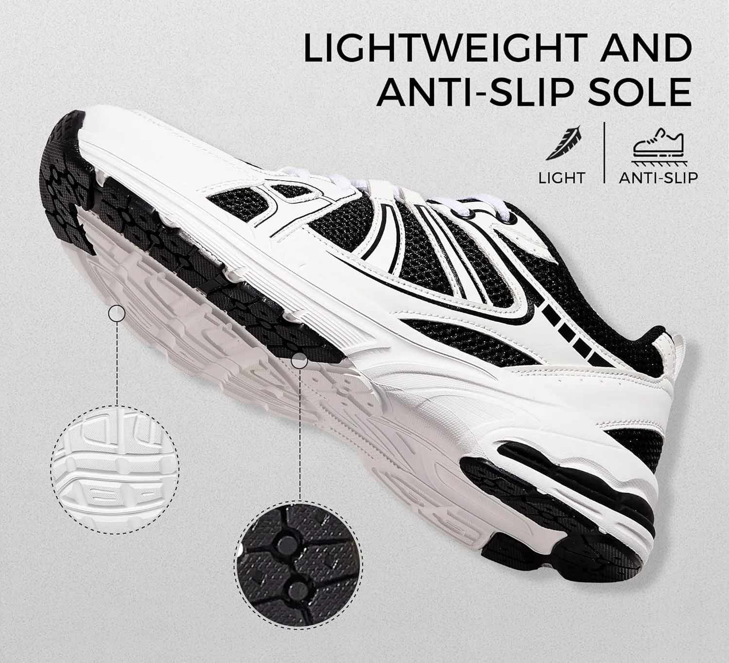 LUCKY STEP Men's Mesh Breathable Fashion Sneakers Non Slip Comfortable Running Shoes Lightweight Casual Workout Tennis Shoes