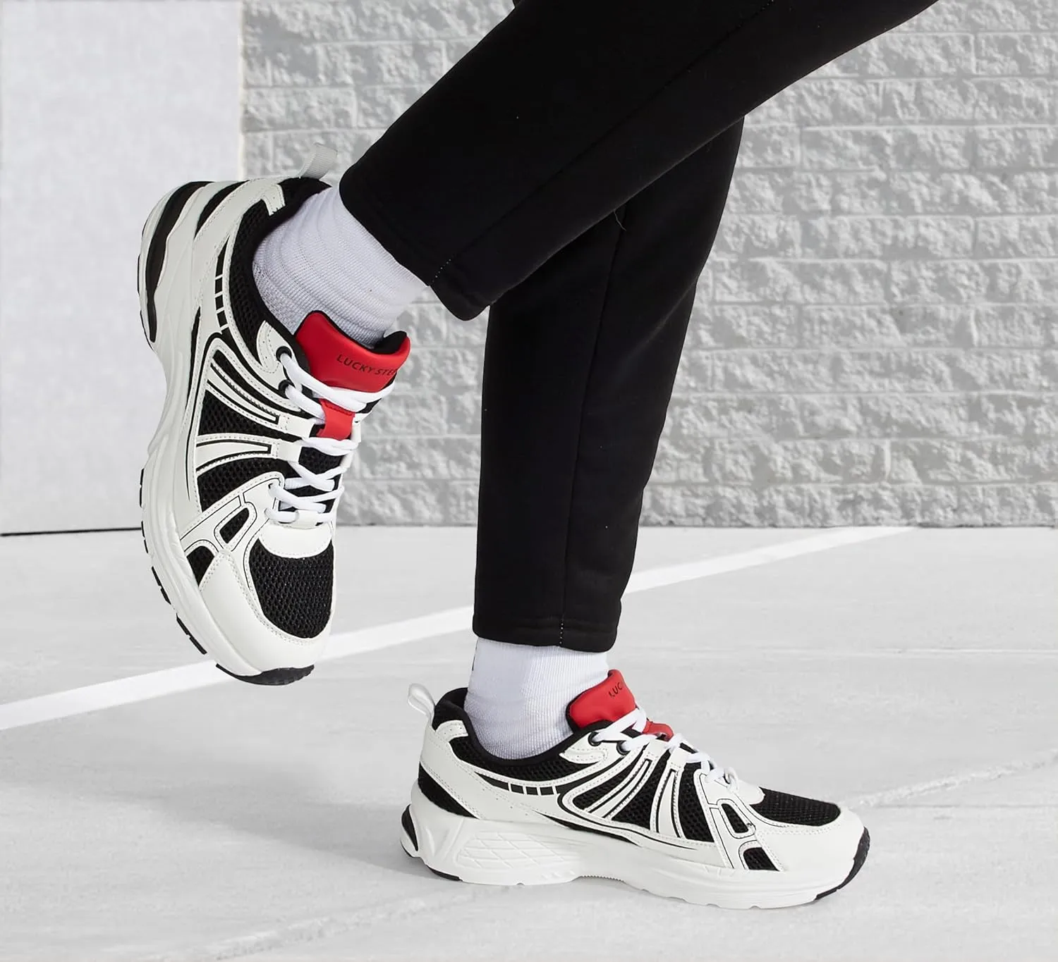LUCKY STEP Men's Mesh Breathable Fashion Sneakers Non Slip Comfortable Running Shoes Lightweight Casual Workout Tennis Shoes
