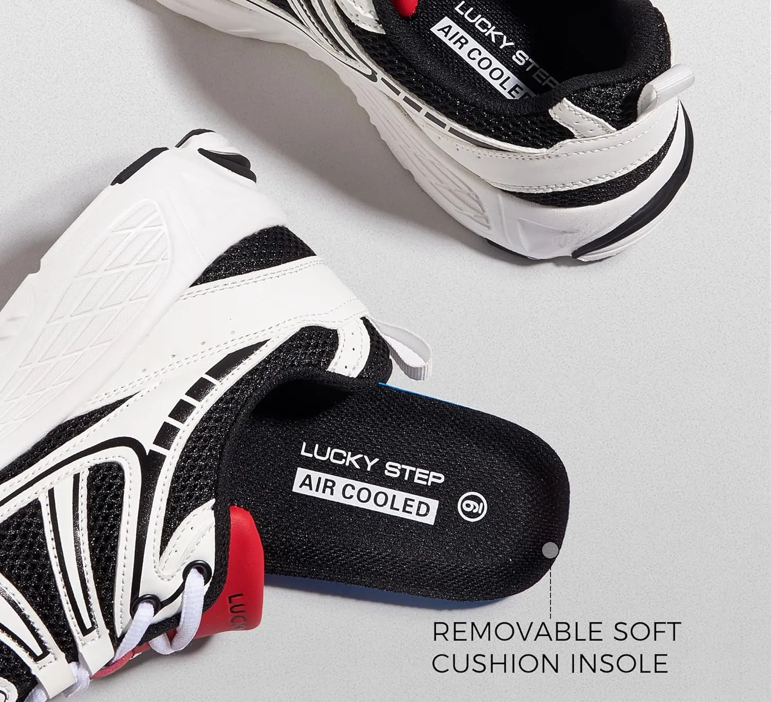 LUCKY STEP Men's Mesh Breathable Fashion Sneakers Non Slip Comfortable Running Shoes Lightweight Casual Workout Tennis Shoes
