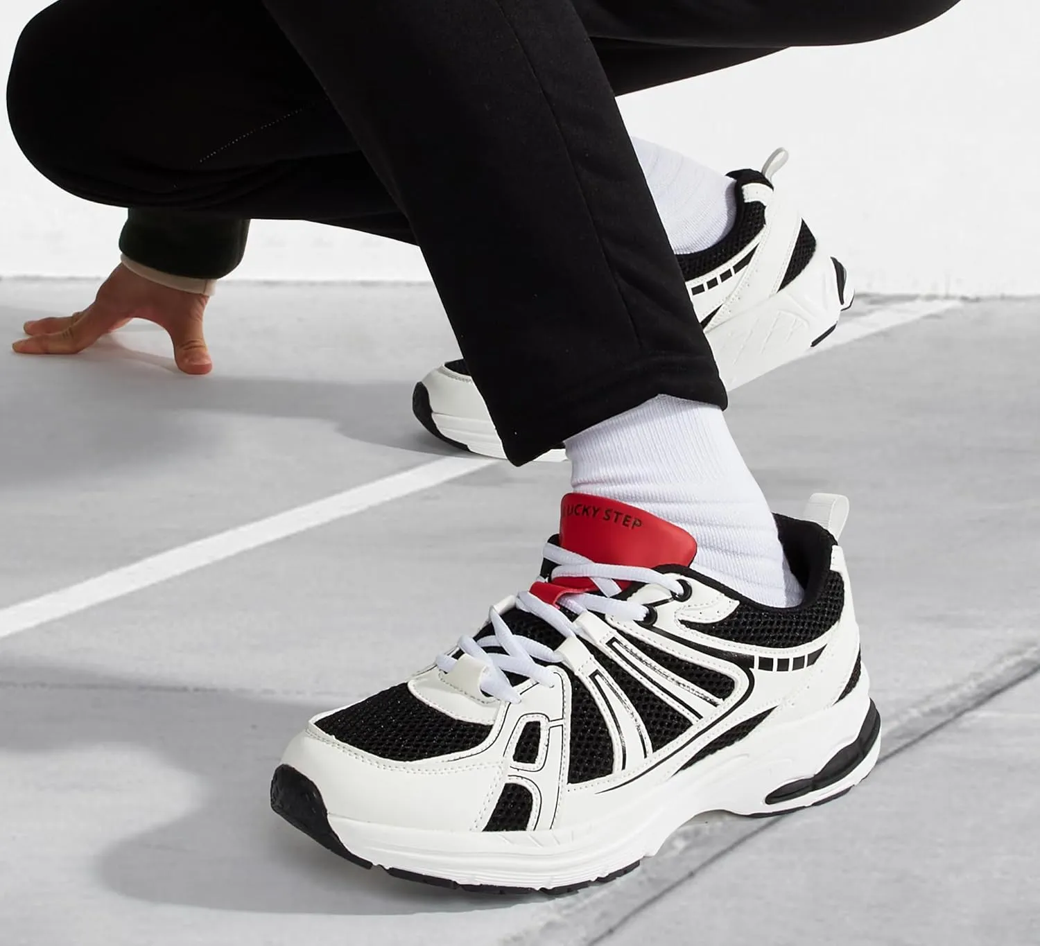 LUCKY STEP Men's Mesh Breathable Fashion Sneakers Non Slip Comfortable Running Shoes Lightweight Casual Workout Tennis Shoes