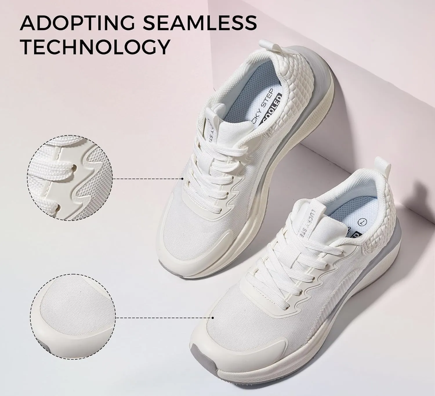 LUCKY STEP Women's Mesh Walking Shoes Lightweight Breathable Shoes Non Slip Tennis Comfortable Workout Gym Running Sneakers