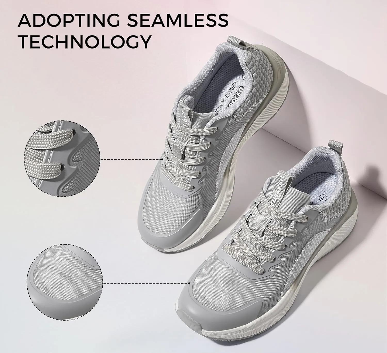 LUCKY STEP Women's Mesh Walking Shoes Lightweight Breathable Shoes Non Slip Tennis Comfortable Workout Gym Running Sneakers