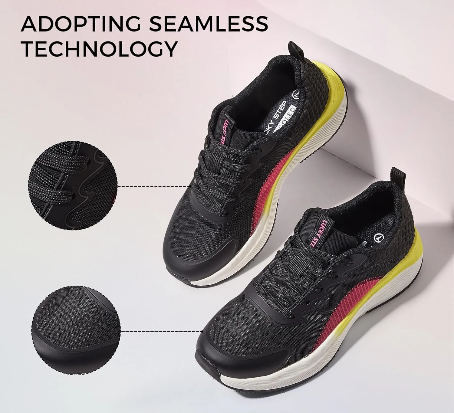 LUCKY STEP Women's Mesh Walking Shoes Lightweight Breathable Shoes Non Slip Tennis Comfortable Workout Gym Running Sneakers