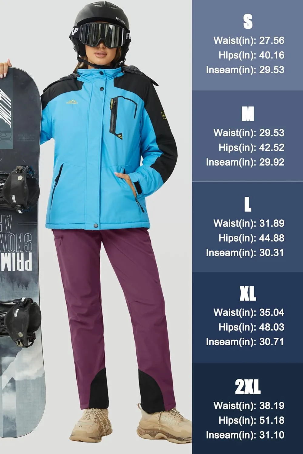 MAGCOMSEN Women's Fleece Lined Winter Hiking Pants Waterproof Insulated Ski Snow Pants Outdoor Hunting Softshell Pants