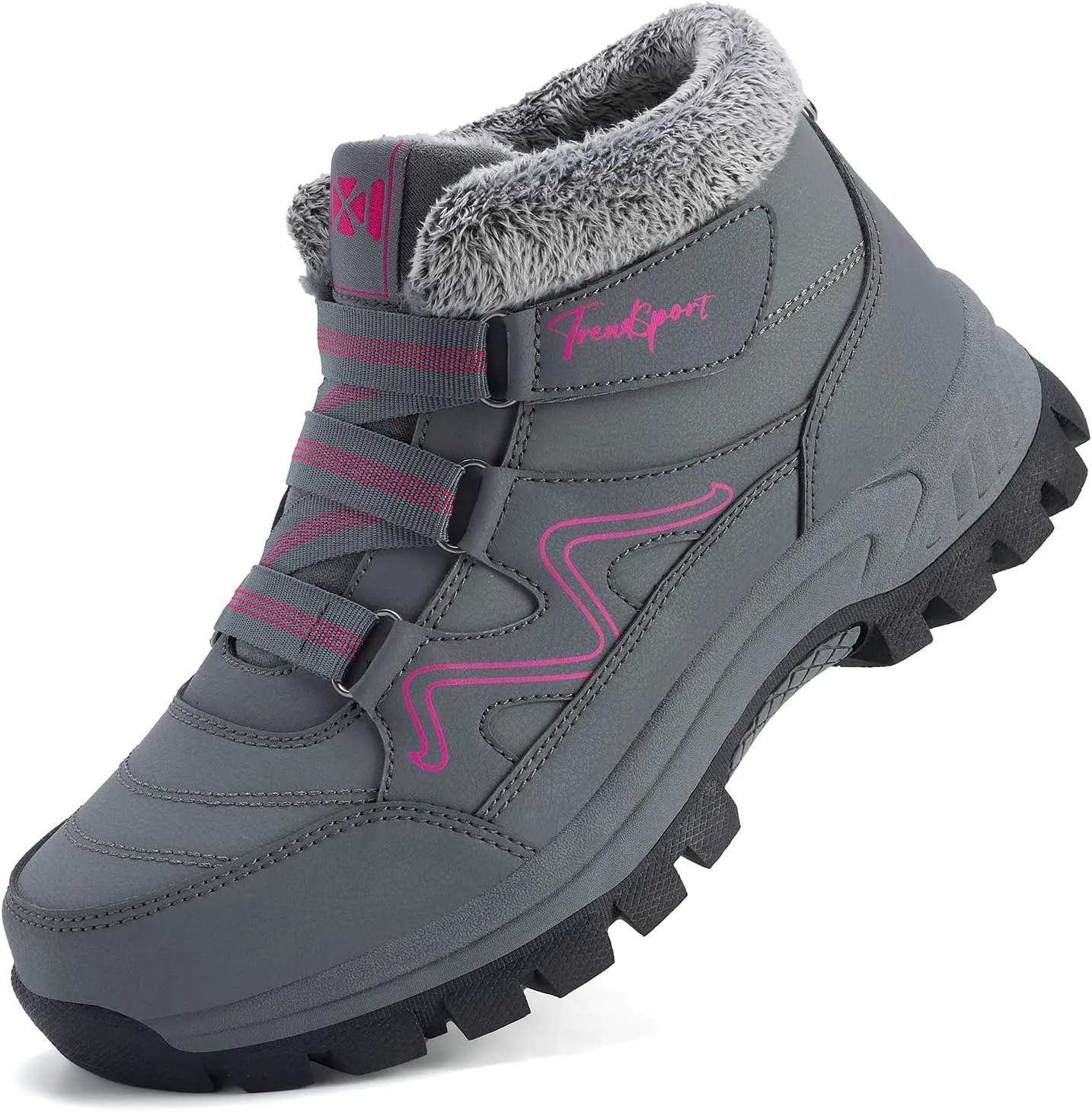 MAIZUN Womens Winter Snow Boots Fur Lined Warm Hiking Ankle Boots Outdoor Trekking Walking Shoes
