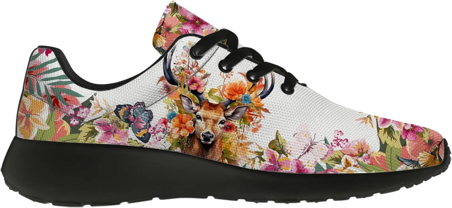 Mandala Deer Shoes for Women Men Running Shoes Floral Sneakers Tennis Shoes Deer Gifts for Women Men