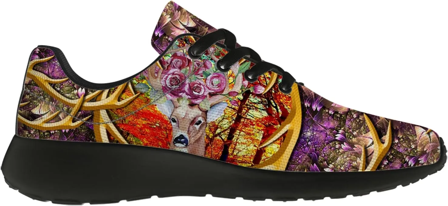 Mandala Deer Shoes for Women Men Running Shoes Floral Sneakers Tennis Shoes Deer Gifts for Women Men