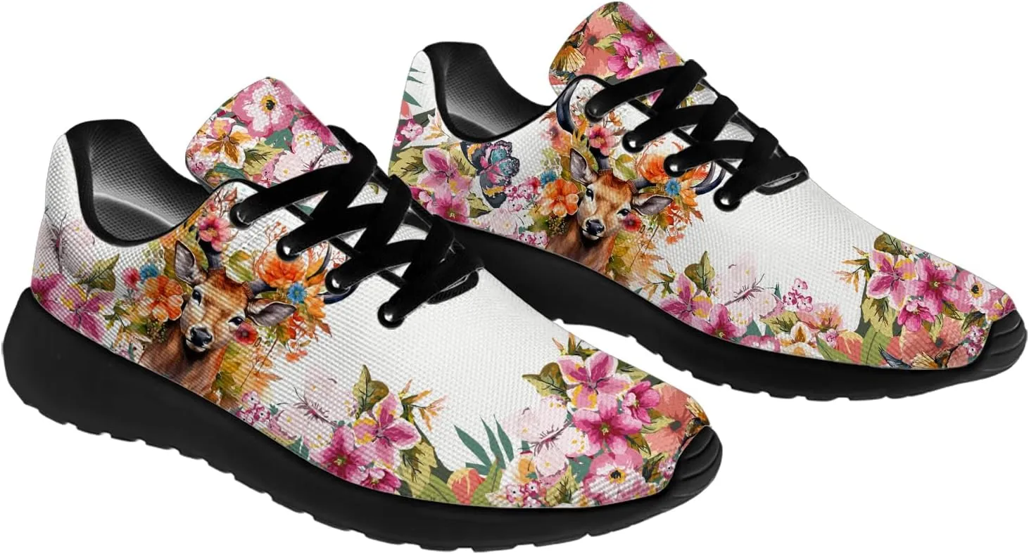 Mandala Deer Shoes for Women Men Running Shoes Floral Sneakers Tennis Shoes Deer Gifts for Women Men