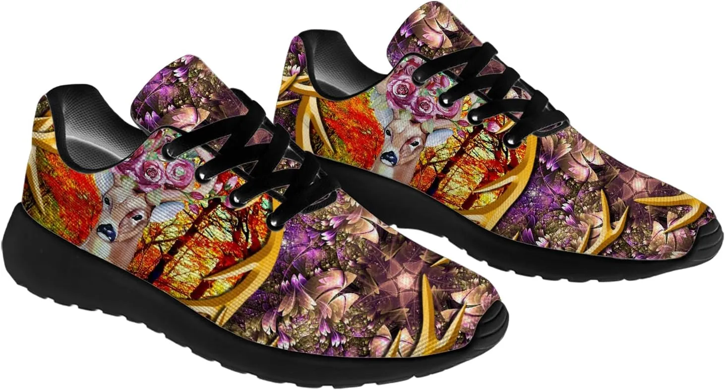 Mandala Deer Shoes for Women Men Running Shoes Floral Sneakers Tennis Shoes Deer Gifts for Women Men