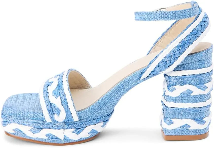Matisse Womens Lyla Ankle Strap Block Platform Casual Sandals Casual High Heel 3" & Up - Blue
