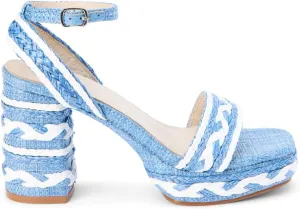 Matisse Womens Lyla Ankle Strap Block Platform Casual Sandals Casual High Heel 3" & Up - Blue