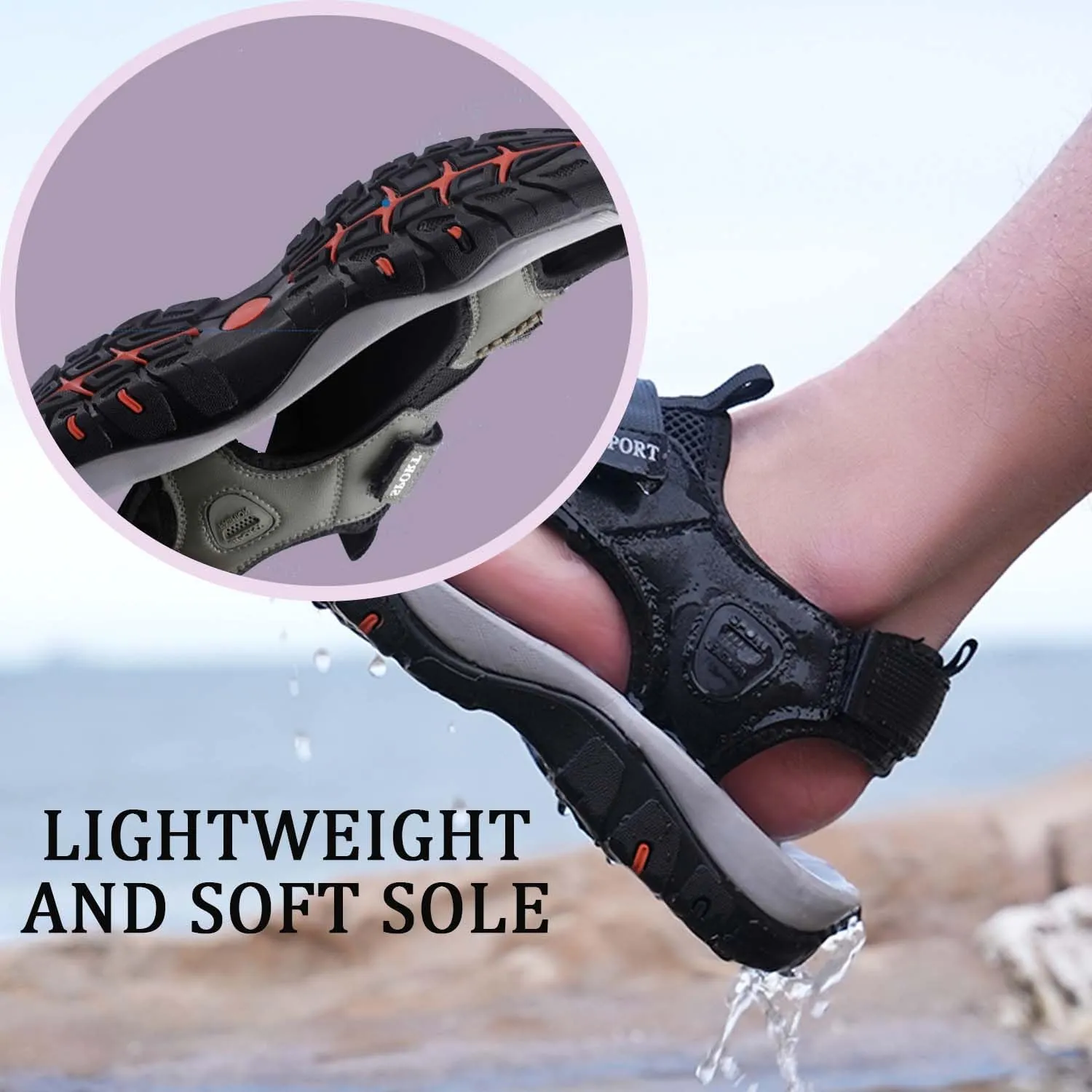 MEBAMY Men’s Sport Outdoor Hiking Sandals Closed Toe Athletic Adventure Beach Fisherman Water Sandals Green