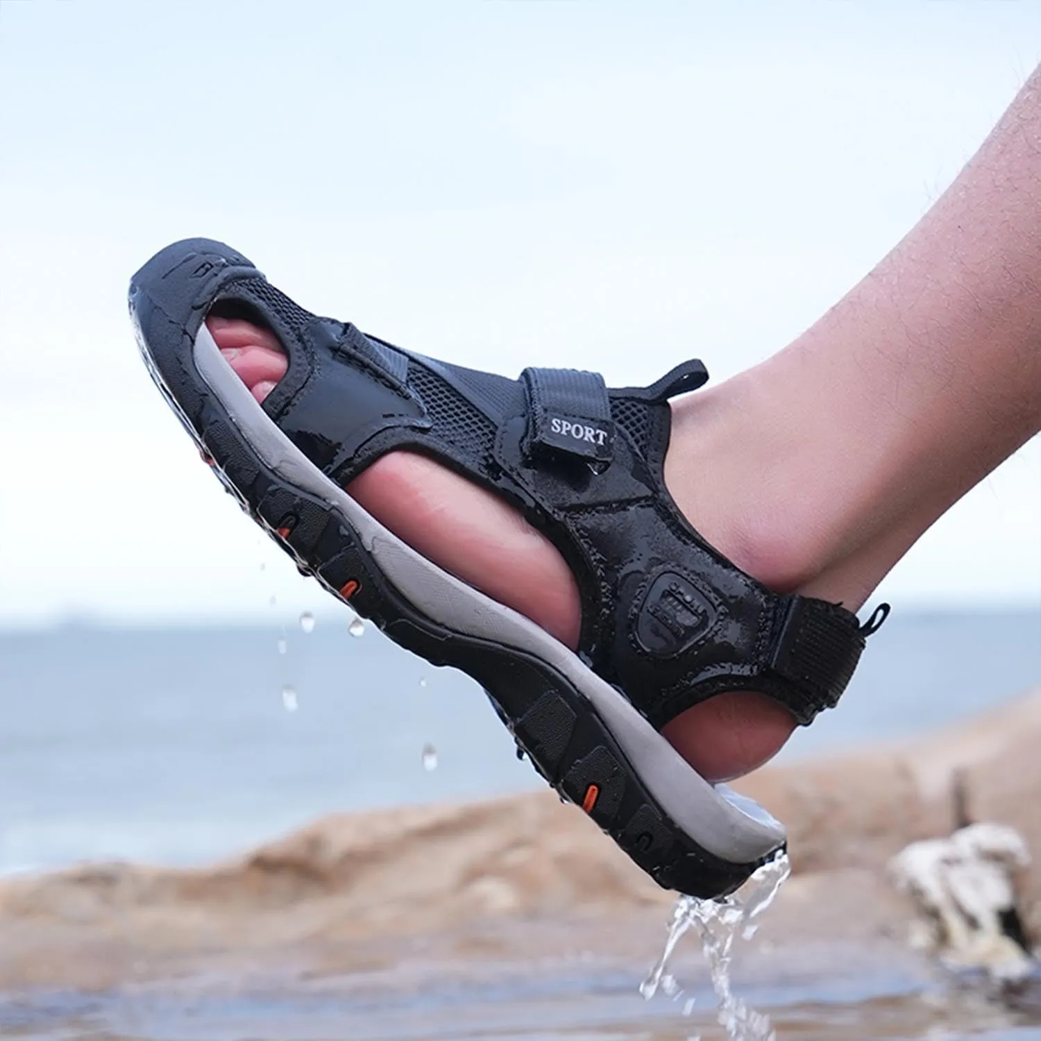 MEBAMY Men’s Sport Outdoor Hiking Sandals Closed Toe Athletic Adventure Beach Fisherman Water Sandals Green