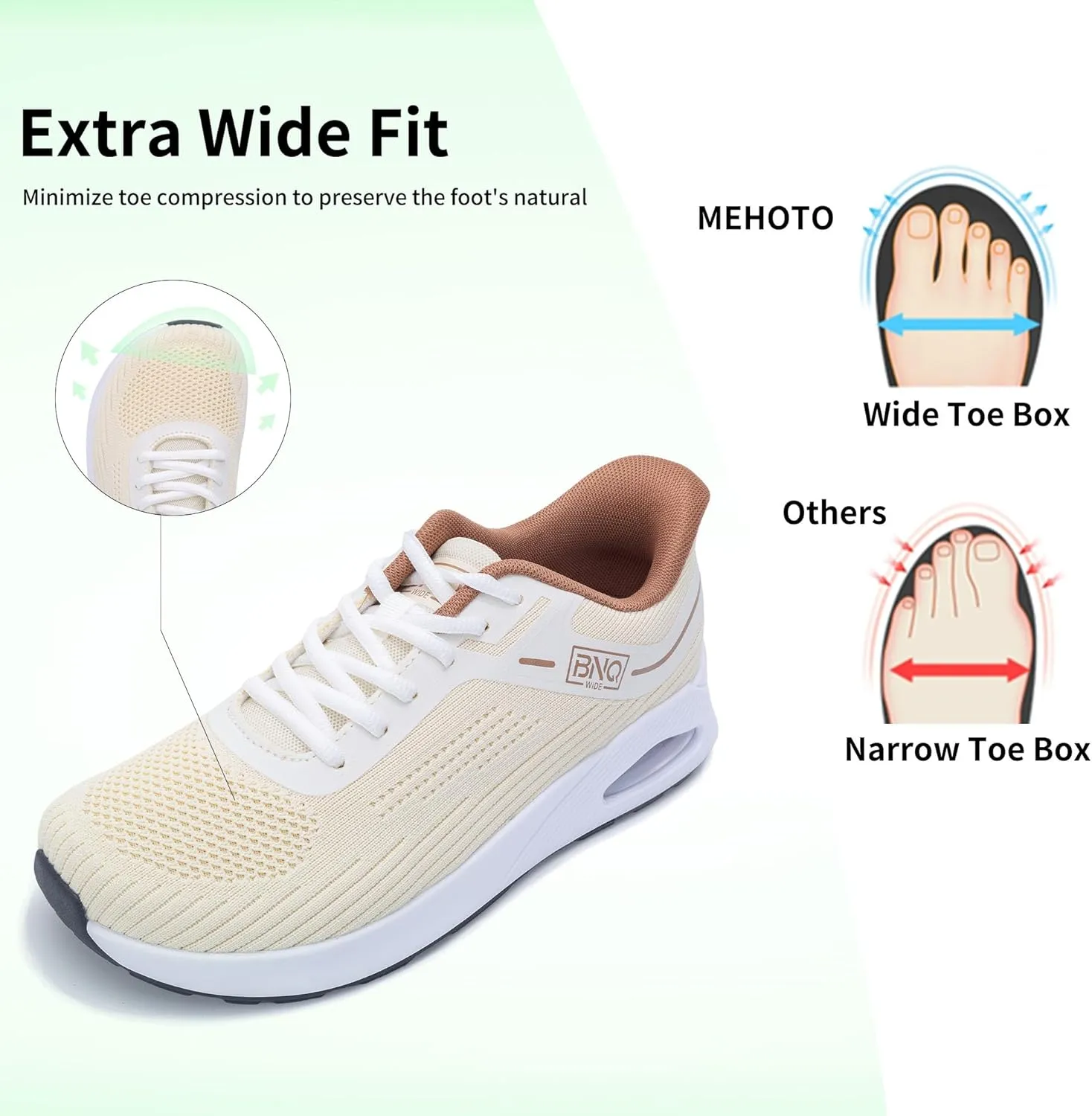 MEHOTO Womens Wide Toe Box Shoes Air Walking Fashion Sneakers Arch Support Slip On Tennis Shoes for Swelling Bunion Plantar Fasciitis US 6-11