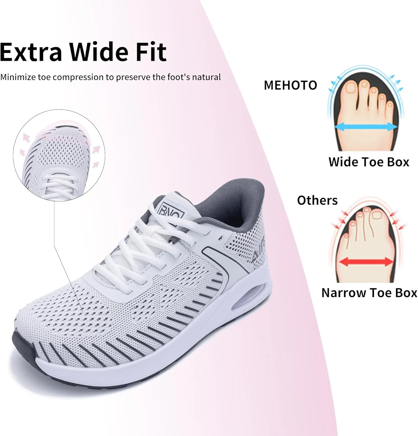 MEHOTO Womens Wide Toe Box Shoes Air Walking Sneakers with Arch Support Slip On Fashion Tennis Shoes for Swelling Bunion Plantar Fasciitis US 6-11