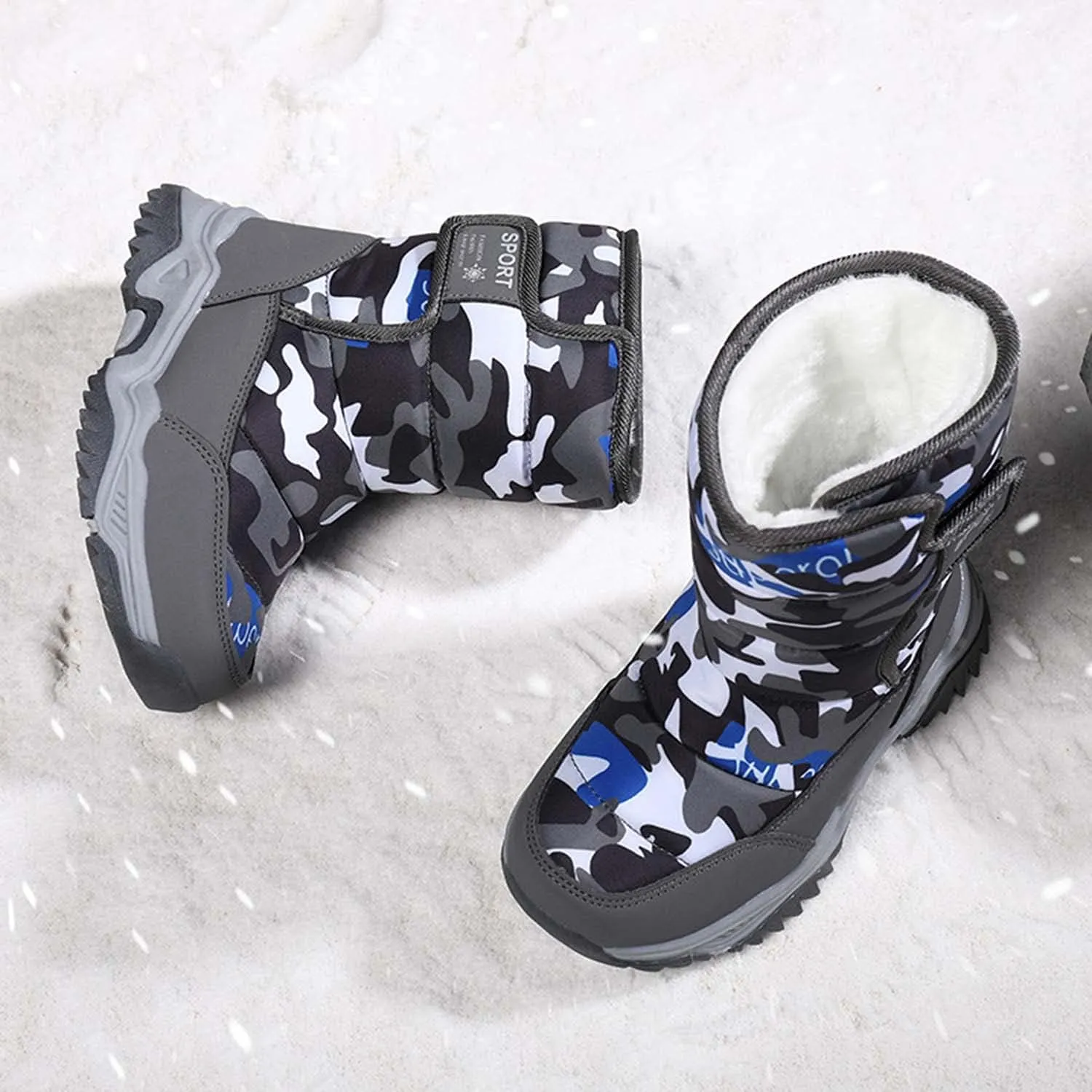 Meidiastra Kids Boys Girls Snow Boots Winter Fully Fur Lined Warm Shoes Outdoor Slip Resistant Walking Boots(Toddler/Little Kid/Big Kid)