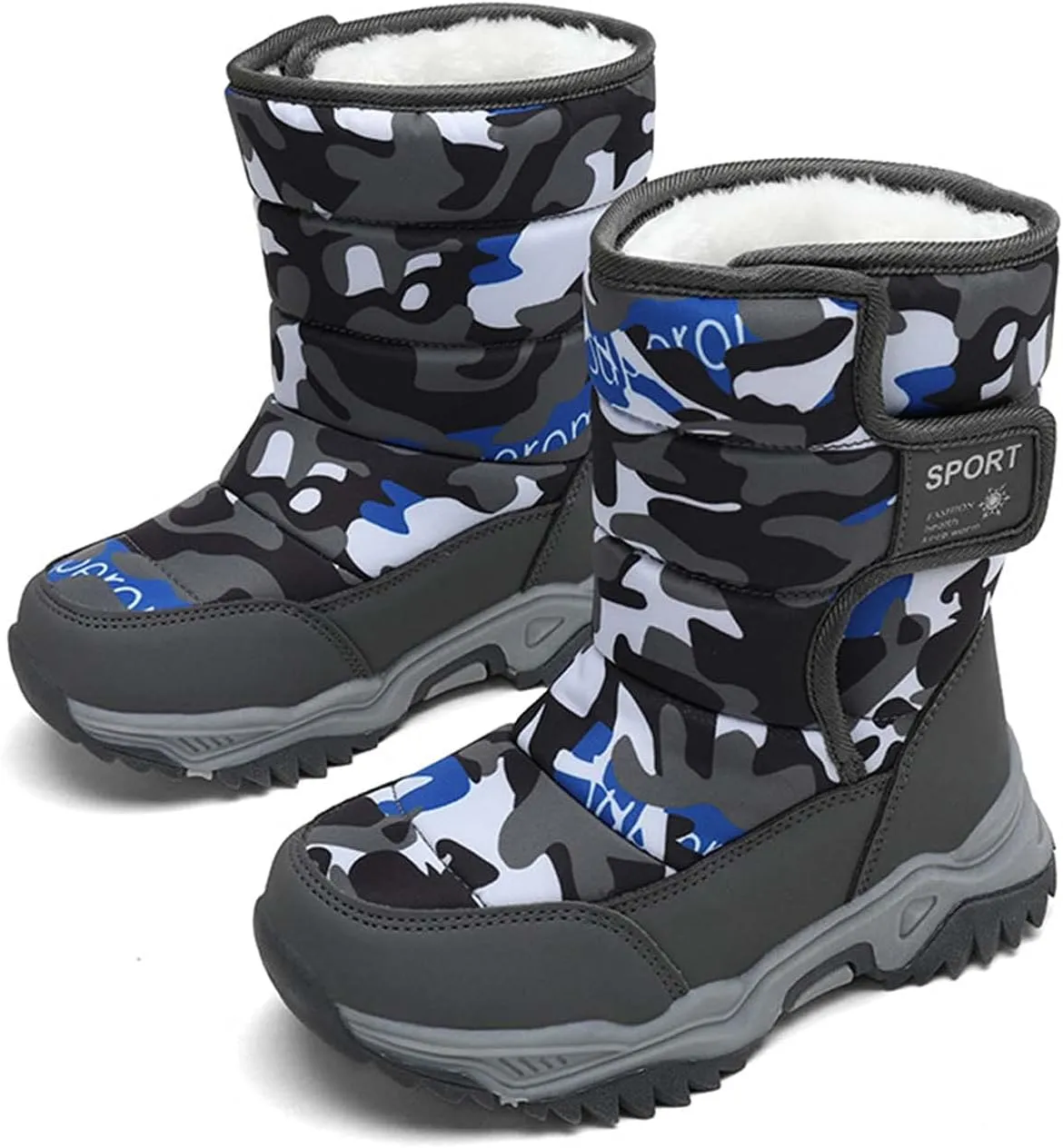 Meidiastra Kids Boys Girls Snow Boots Winter Fully Fur Lined Warm Shoes Outdoor Slip Resistant Walking Boots(Toddler/Little Kid/Big Kid)