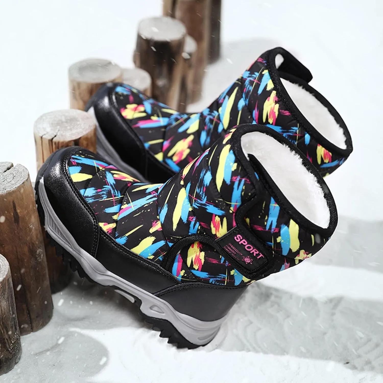 Meidiastra Kids Boys Girls Snow Boots Winter Fully Fur Lined Warm Shoes Outdoor Slip Resistant Walking Boots(Toddler/Little Kid/Big Kid)