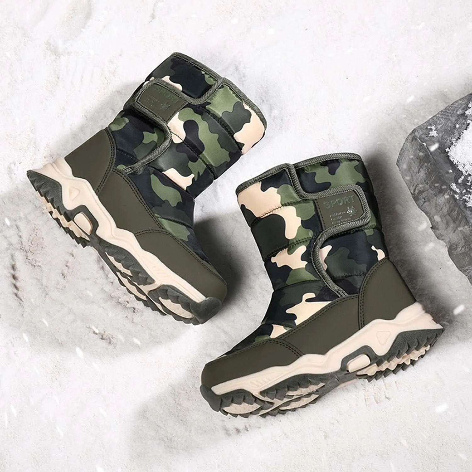 Meidiastra Kids Boys Girls Snow Boots Winter Fully Fur Lined Warm Shoes Outdoor Slip Resistant Walking Boots(Toddler/Little Kid/Big Kid)