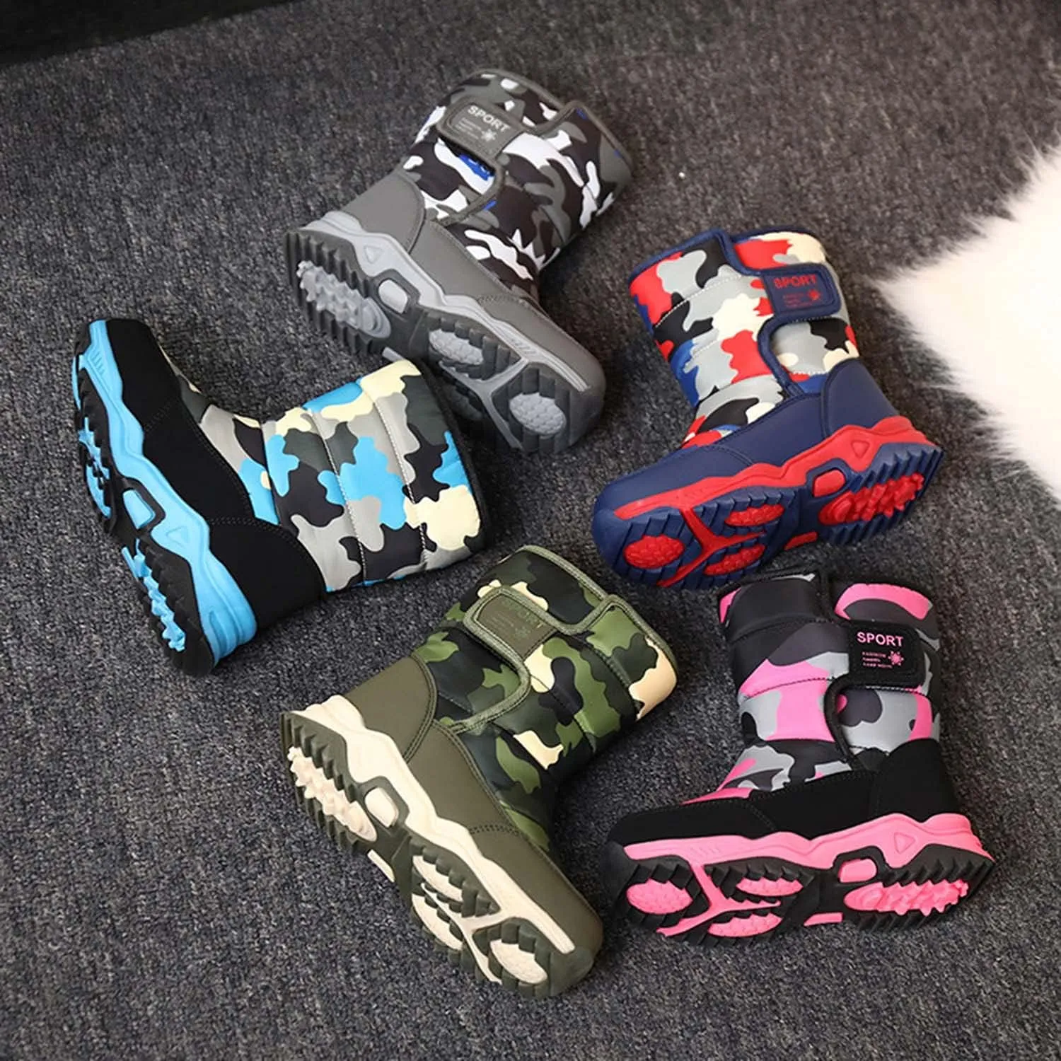 Meidiastra Kids Boys Girls Snow Boots Winter Fully Fur Lined Warm Shoes Outdoor Slip Resistant Walking Boots(Toddler/Little Kid/Big Kid)