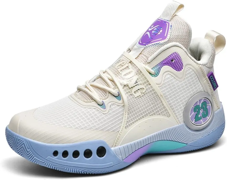 Men Basketball Shoes Arch Support Mens Sneakers Anti Slip Breathable Comfortable High Top Sports Running Walking Tennis Shoes