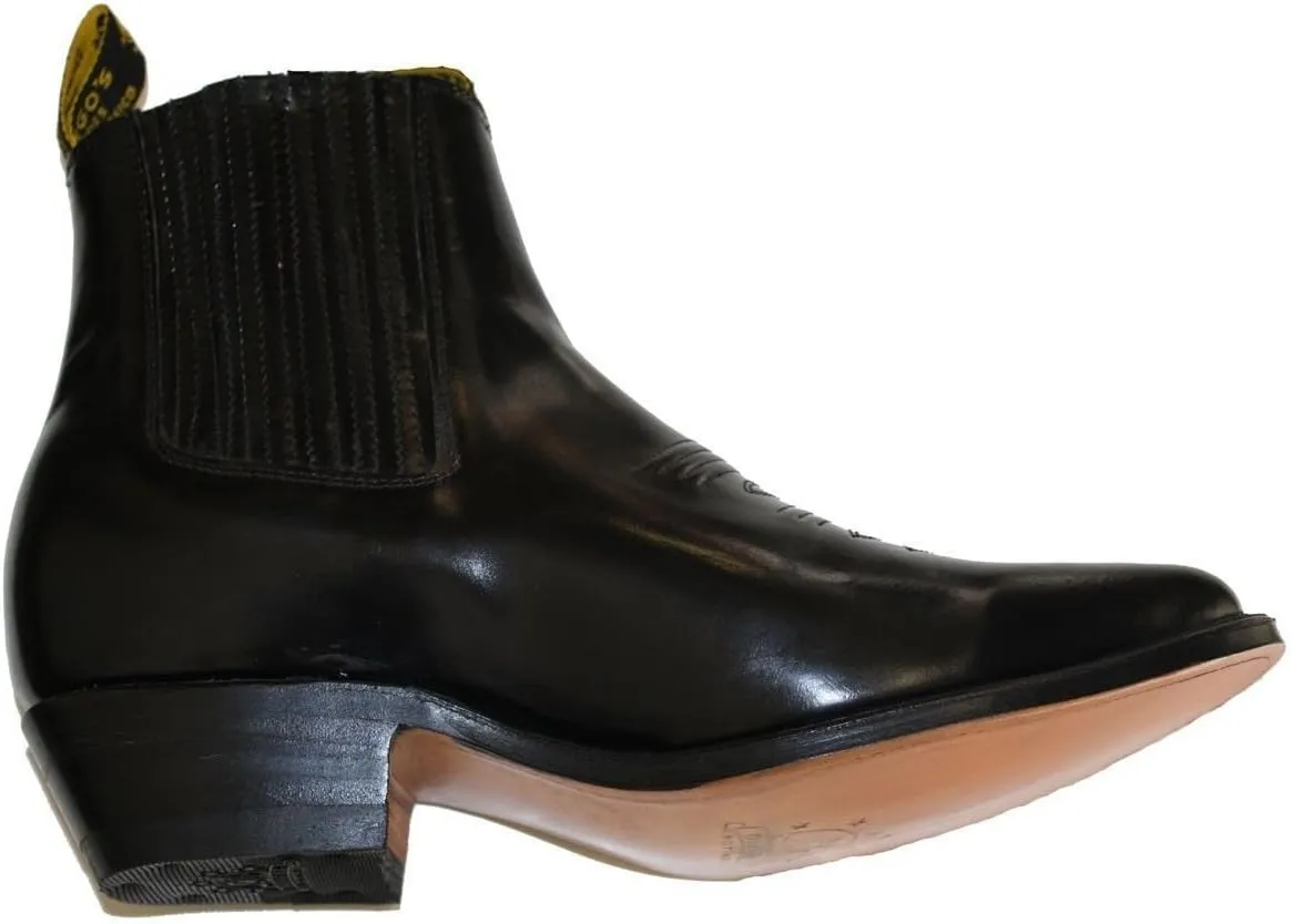 Men Genuine Cowhide Short Ankle Desgin Cowboy Boots