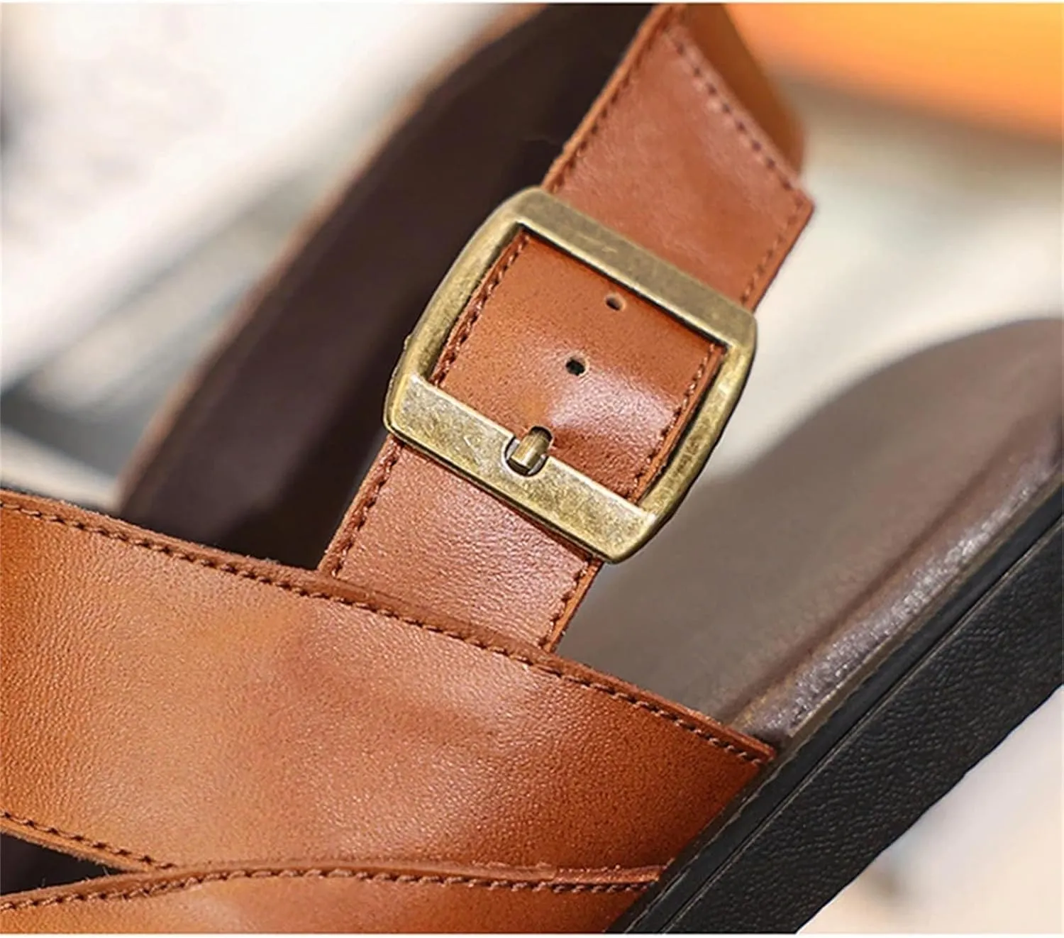 Men's All-Leather Sandals - Dual-Purpose Outdoor Shoes for Beach and Casual Wear
