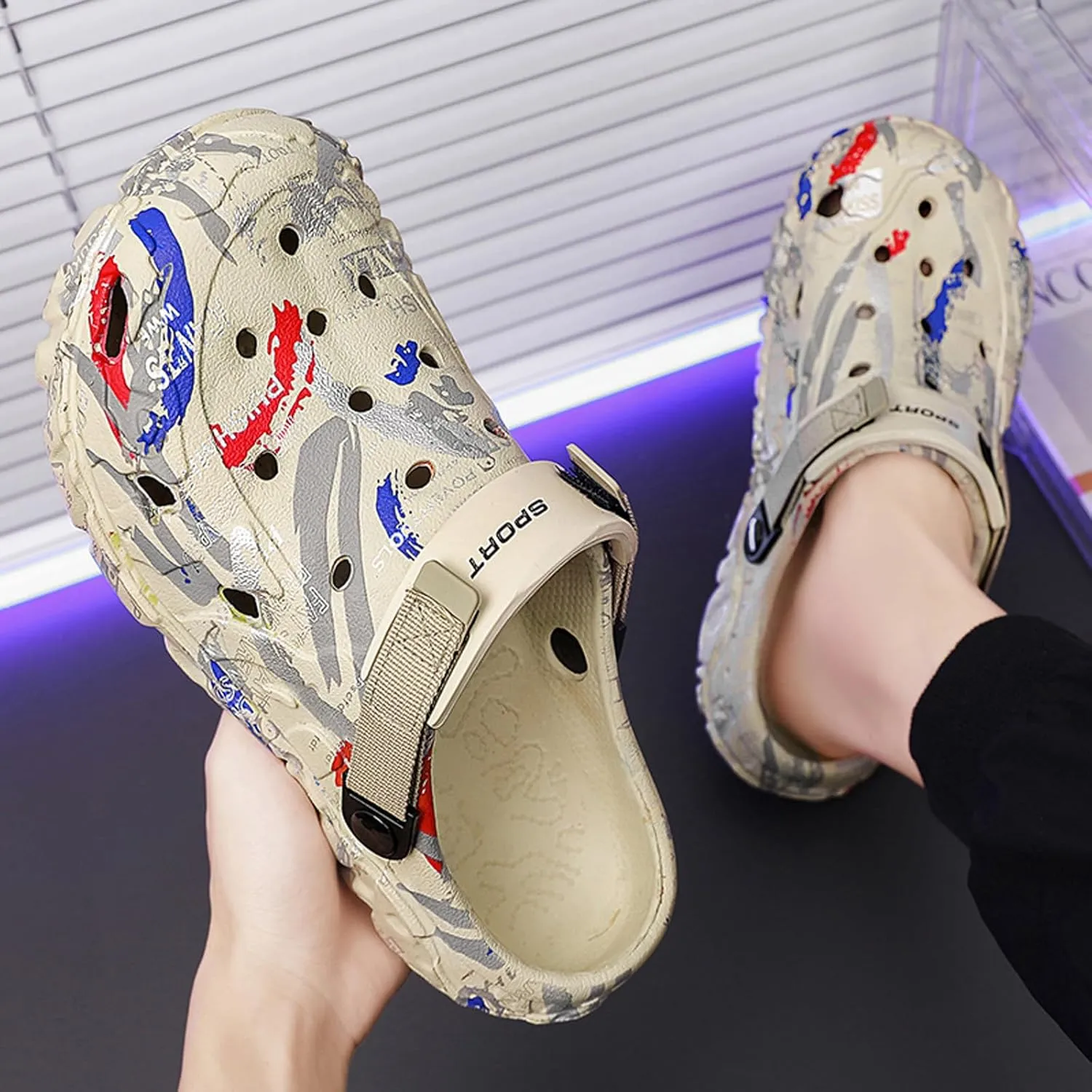 Men's Clogs Slip On Garden Shoes Summer Casual House Slippers Breathable Beach Sandals Indoor Outdoor for Adult Athletic Walking