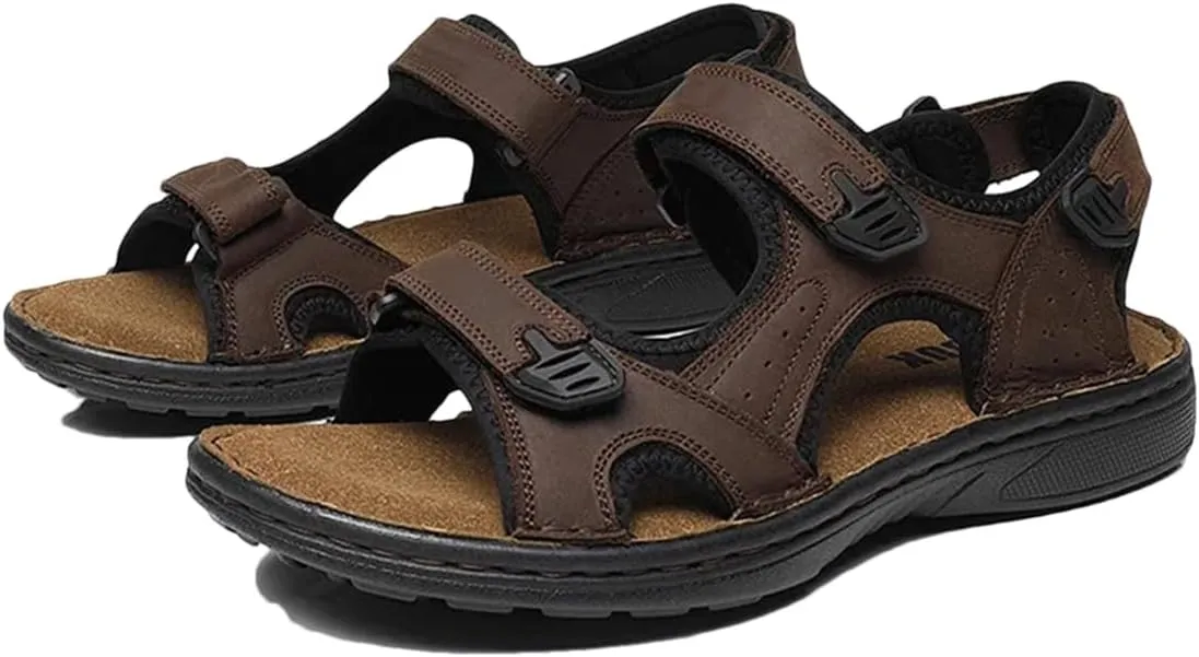 Men's Cowhide Sandals - Anti-Slip Outdoor Shoes for Beach and Casual