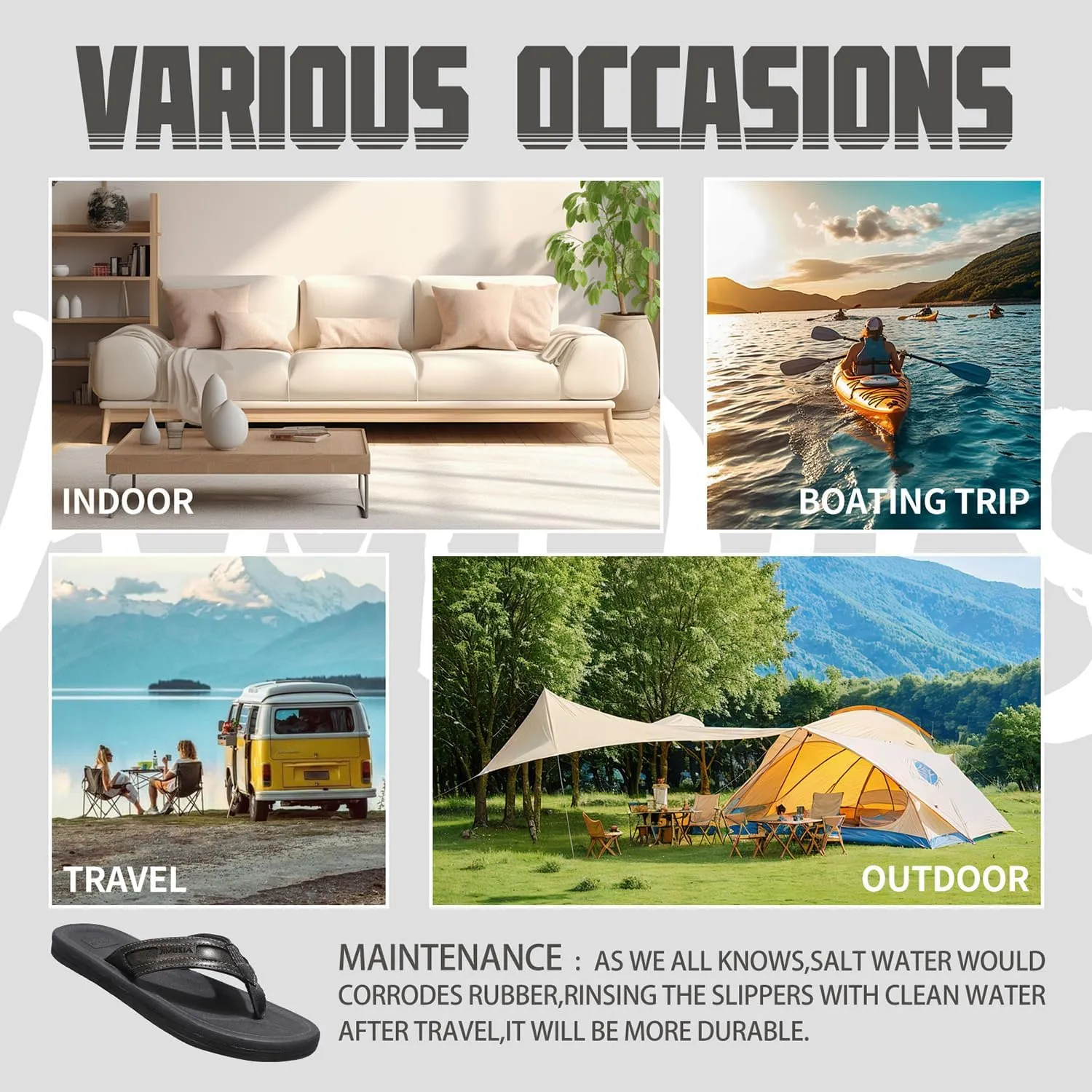 Men's Flip Flop Casual Comfortable Thong Sandals Summer Beach Lightweight Non-Slip Athletic Slide Sandals