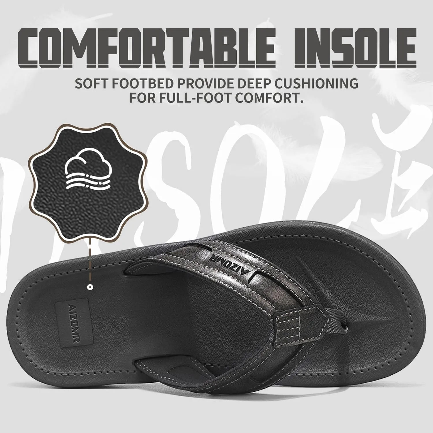 Men's Flip Flop Casual Comfortable Thong Sandals Summer Beach Lightweight Non-Slip Athletic Slide Sandals