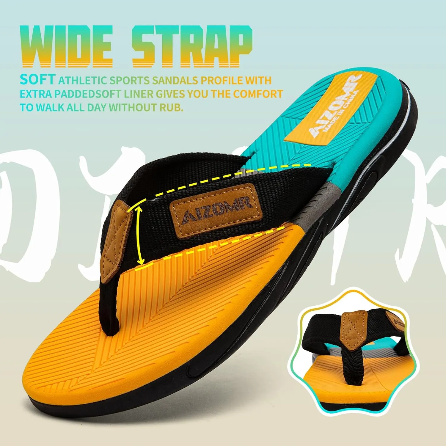 Men's Flip Flop Casual Comfortable Thong Sandals Summer Beach Lightweight Non-Slip Athletic Slide Sandals
