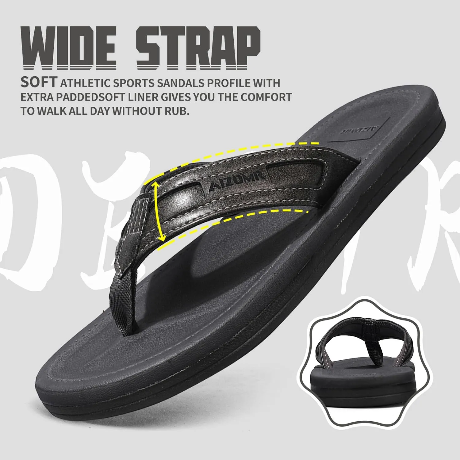 Men's Flip Flop Casual Comfortable Thong Sandals Summer Beach Lightweight Non-Slip Athletic Slide Sandals