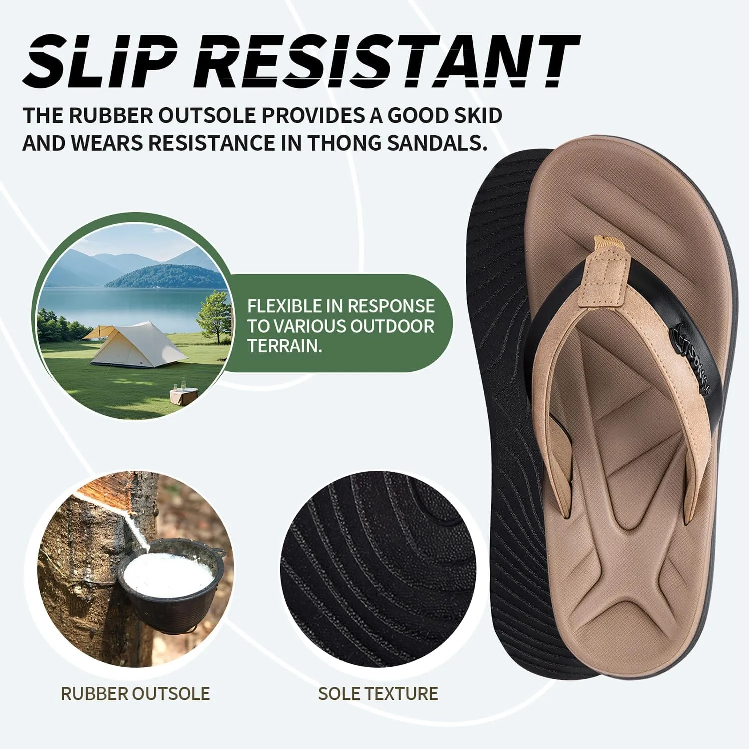 Men's Flip Flops Sandal Casual Comfortable Outdoor Thong Sandals for Men Summer Beach Slides Lightweight Non-Slip Shoes with Soft Cushion Arch Support
