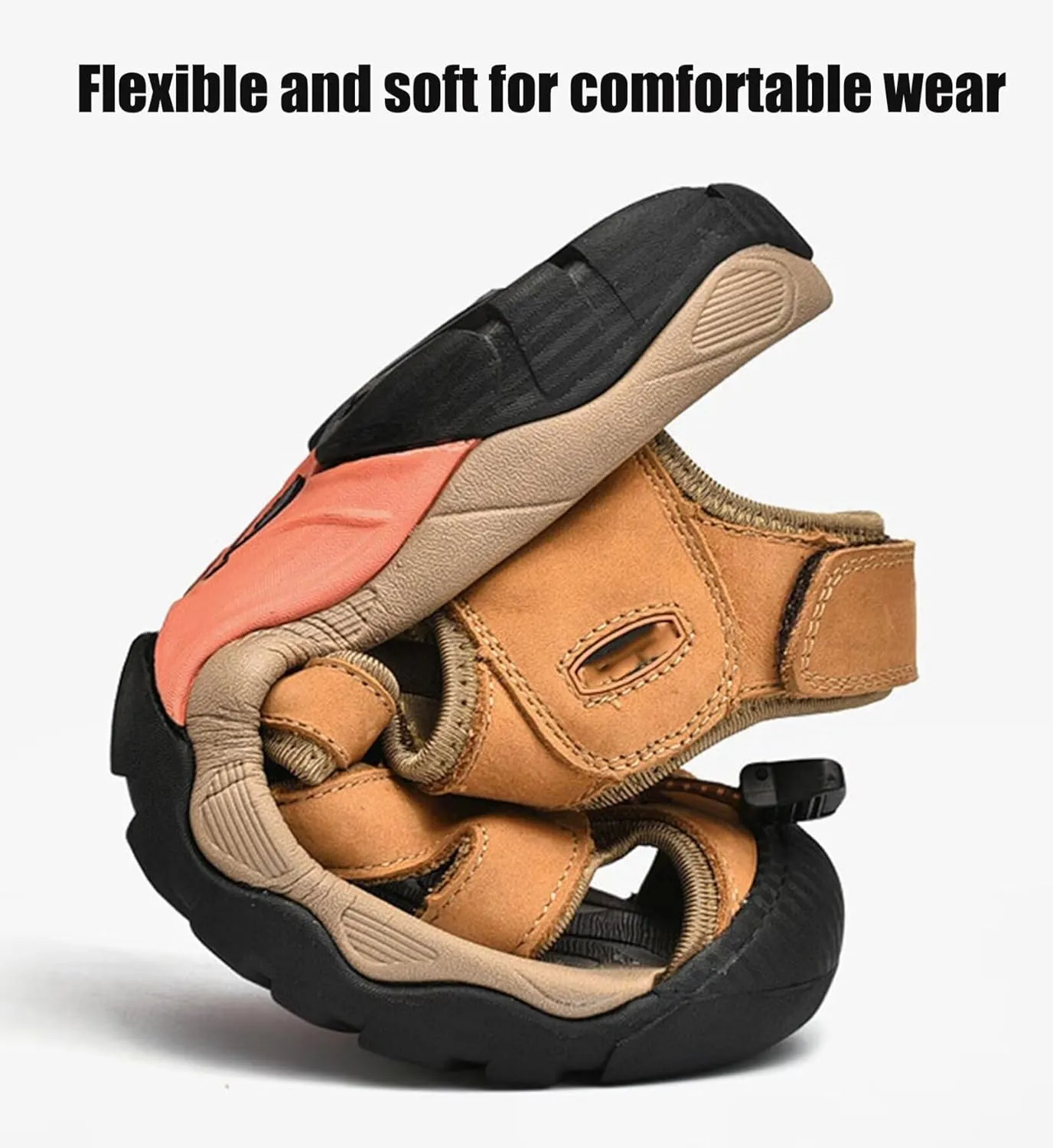 Mens Hiking Sandals Closed Toe Walking Sandals Adjustable Sports Outdoor Trekking Sandals Summer Waterproof Beach Shoes