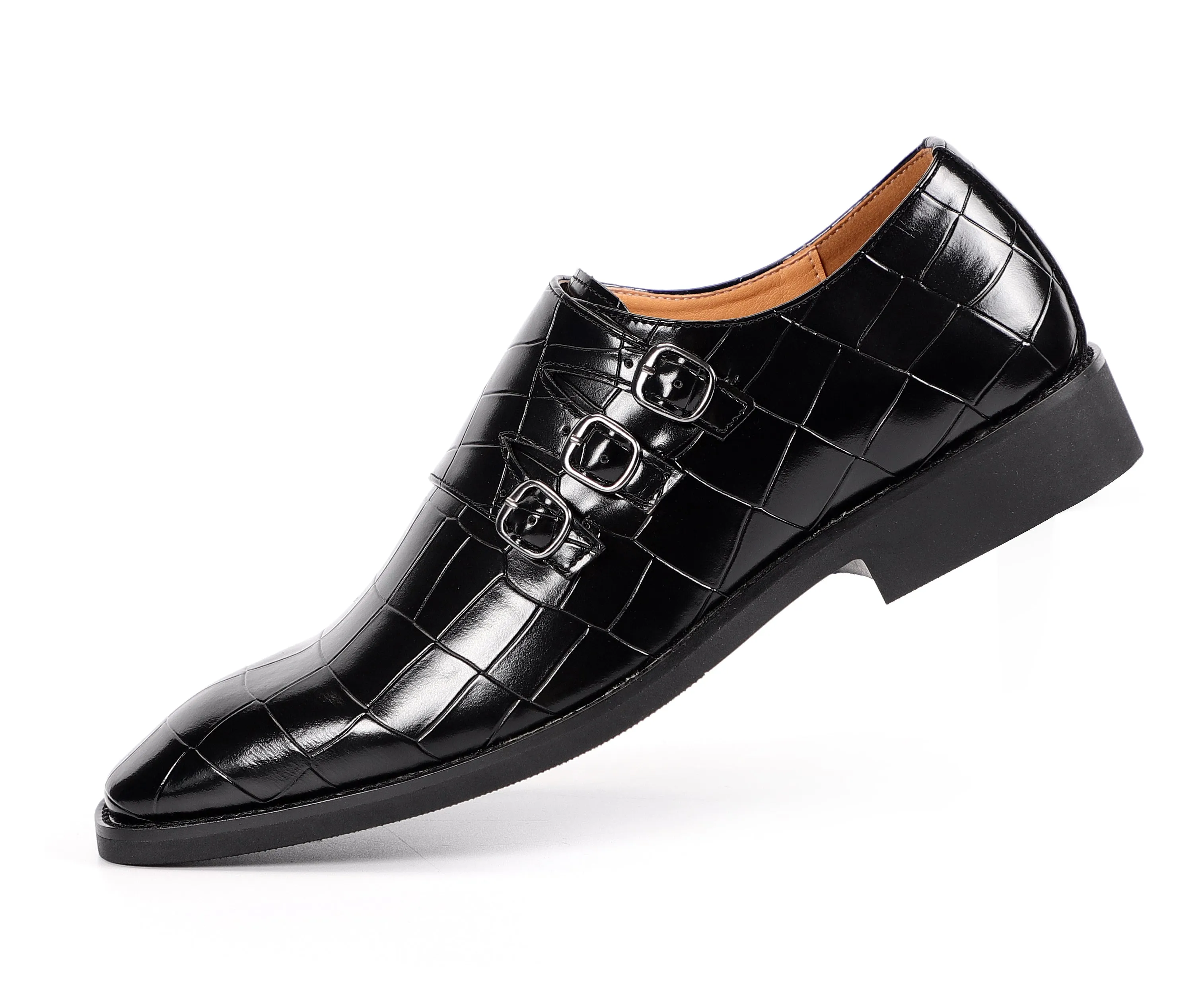 Men's Monk Strap Loafers Tripple Buckles