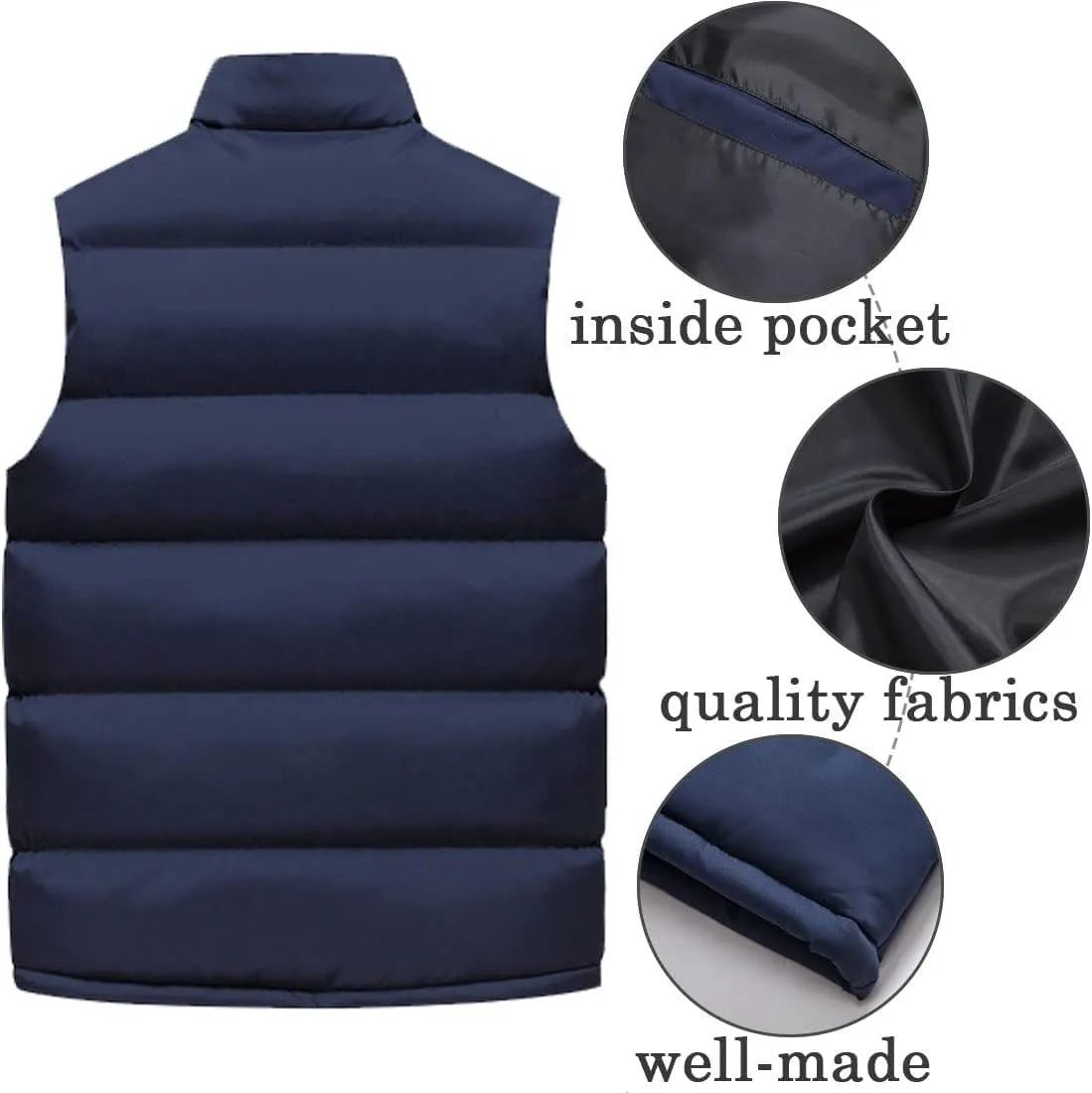 Men's Outerwear Vests Winter Warm Outdoor Padded Puffer Lightweight Vest