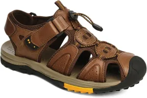 Men's Sandals Outdoor Leather Closed Toe Beach Shoes Hiking Waterproof Athletic Sports Sandals