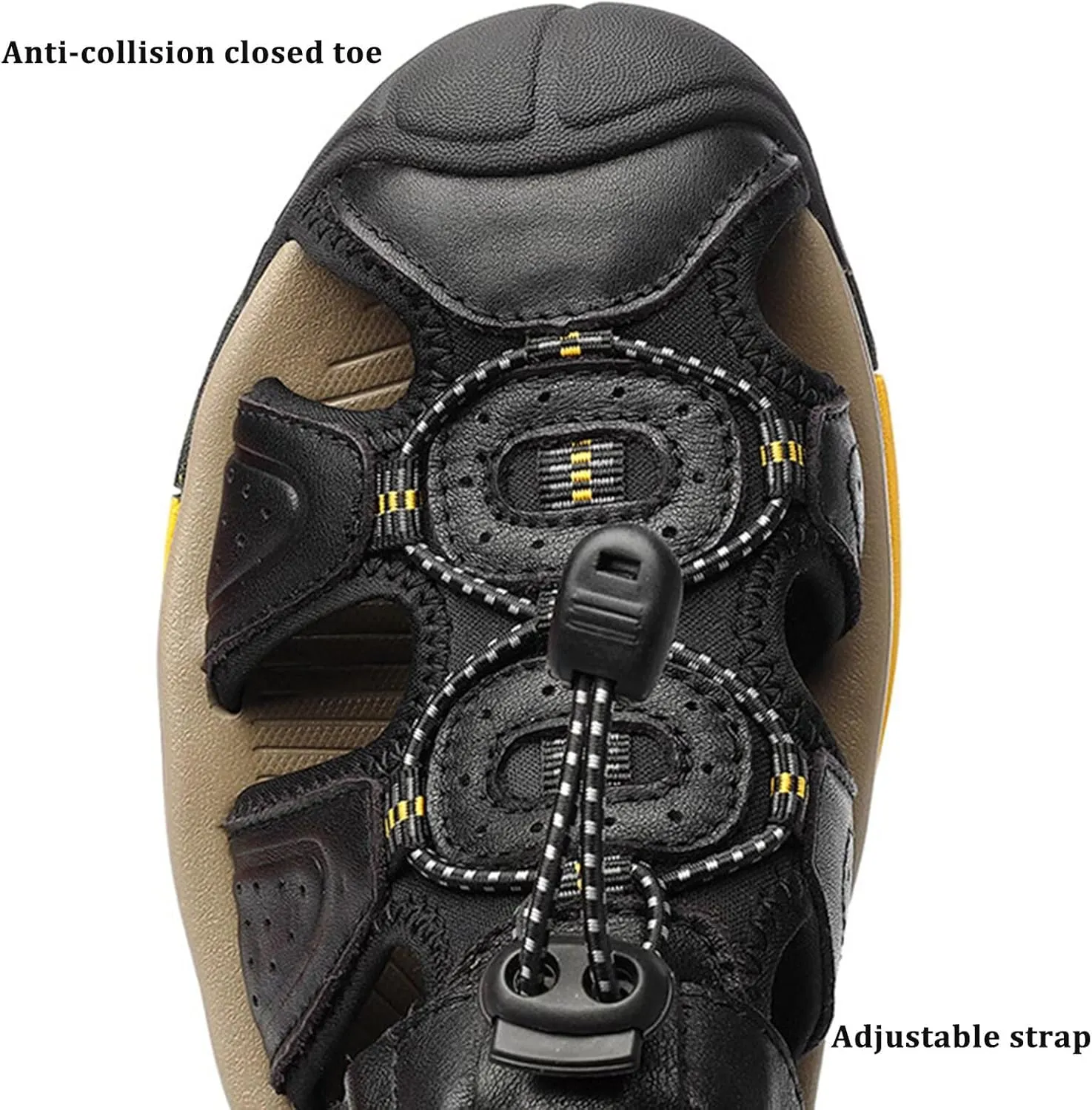 Men's Sandals Outdoor Leather Closed Toe Beach Shoes Hiking Waterproof Athletic Sports Sandals