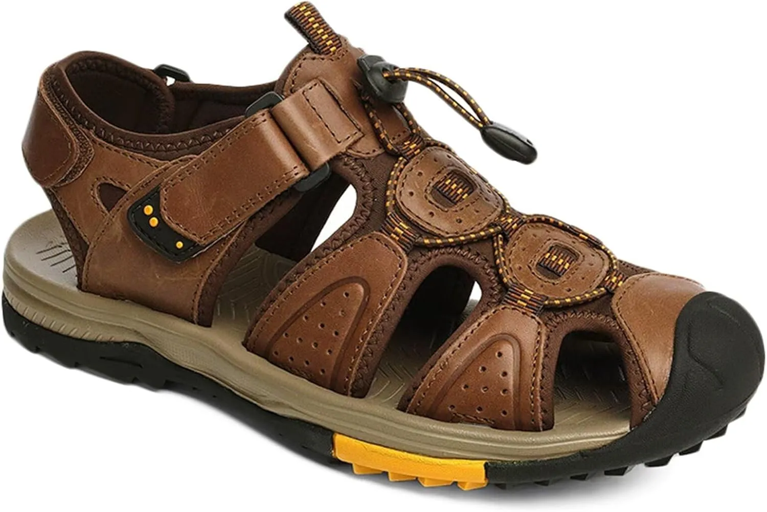 Men's Sandals Outdoor Leather Closed Toe Beach Shoes Hiking Waterproof Athletic Sports Sandals