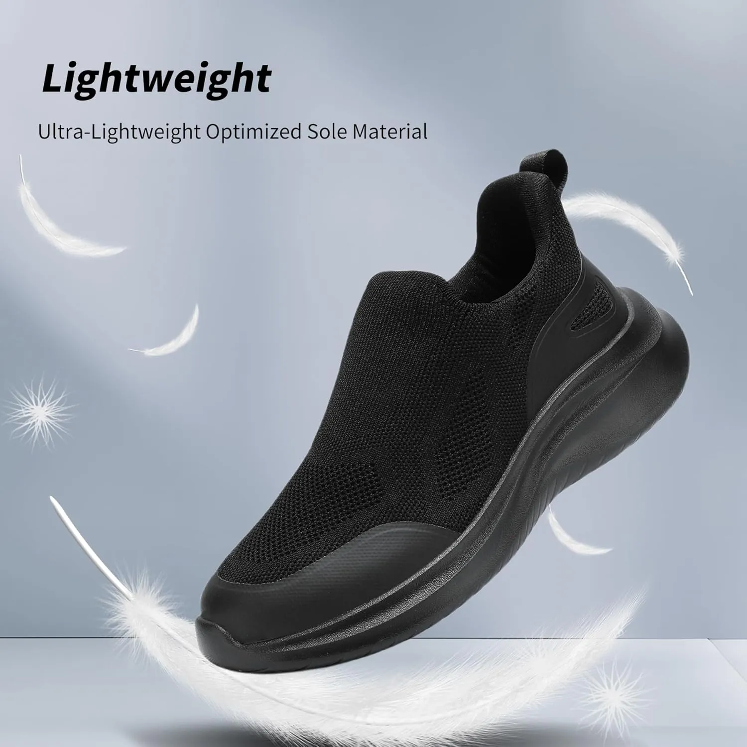 Men's Slip On Walking Shoes Non Slip Running Tennis Sneakers Cushion Cross Training Laceles Lightweight Breathable Athletic Gym Workout Casual